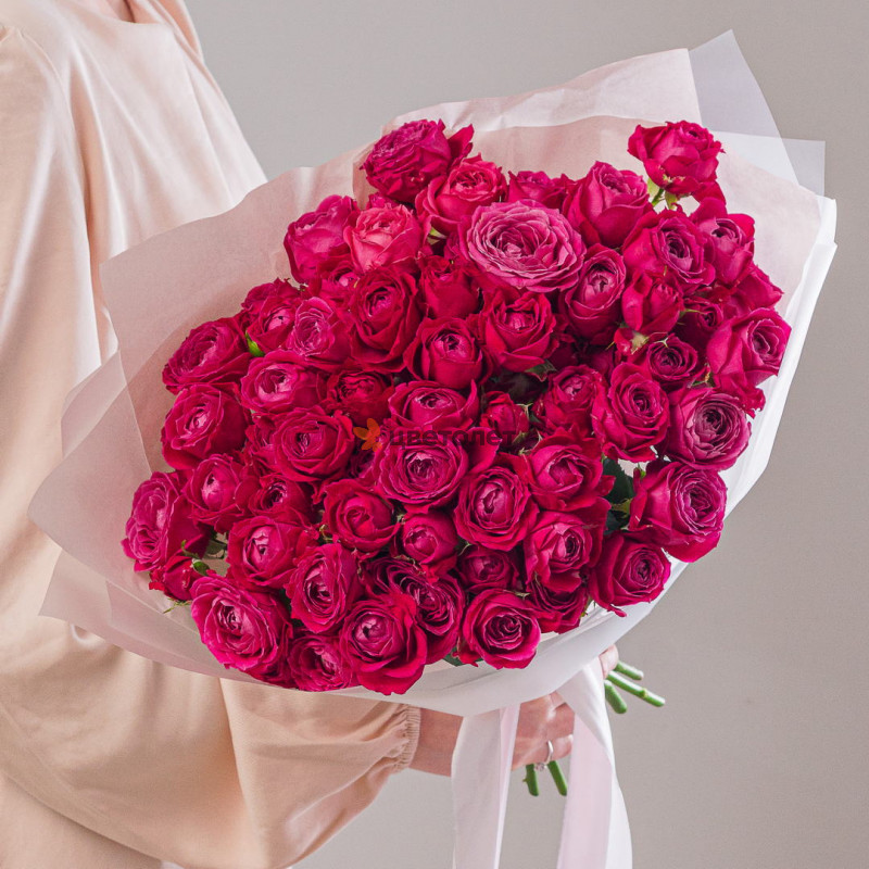 Букет из 15 пионовидных роз Мисс Баблз 